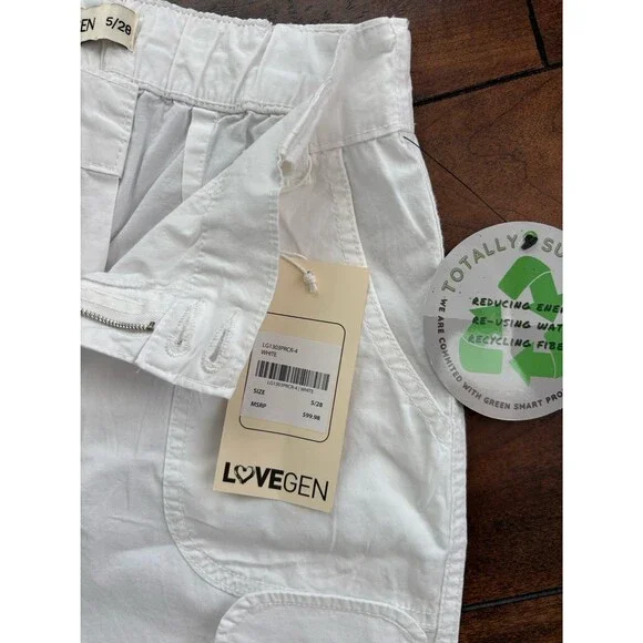 Generation Love Women’s White Double Button Parachute Pants Size 5/28‎ NEW